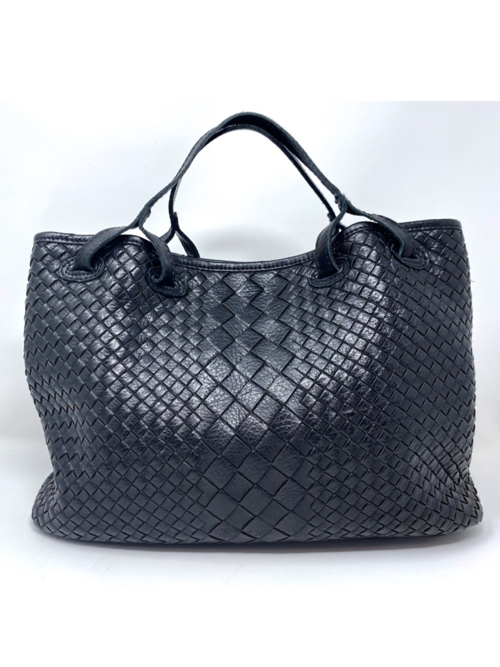 Genuine Leather Ashwood Black Woven Purse Crossbody Tote Bag w Strap